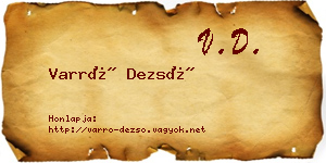 Varró Dezső névjegykártya